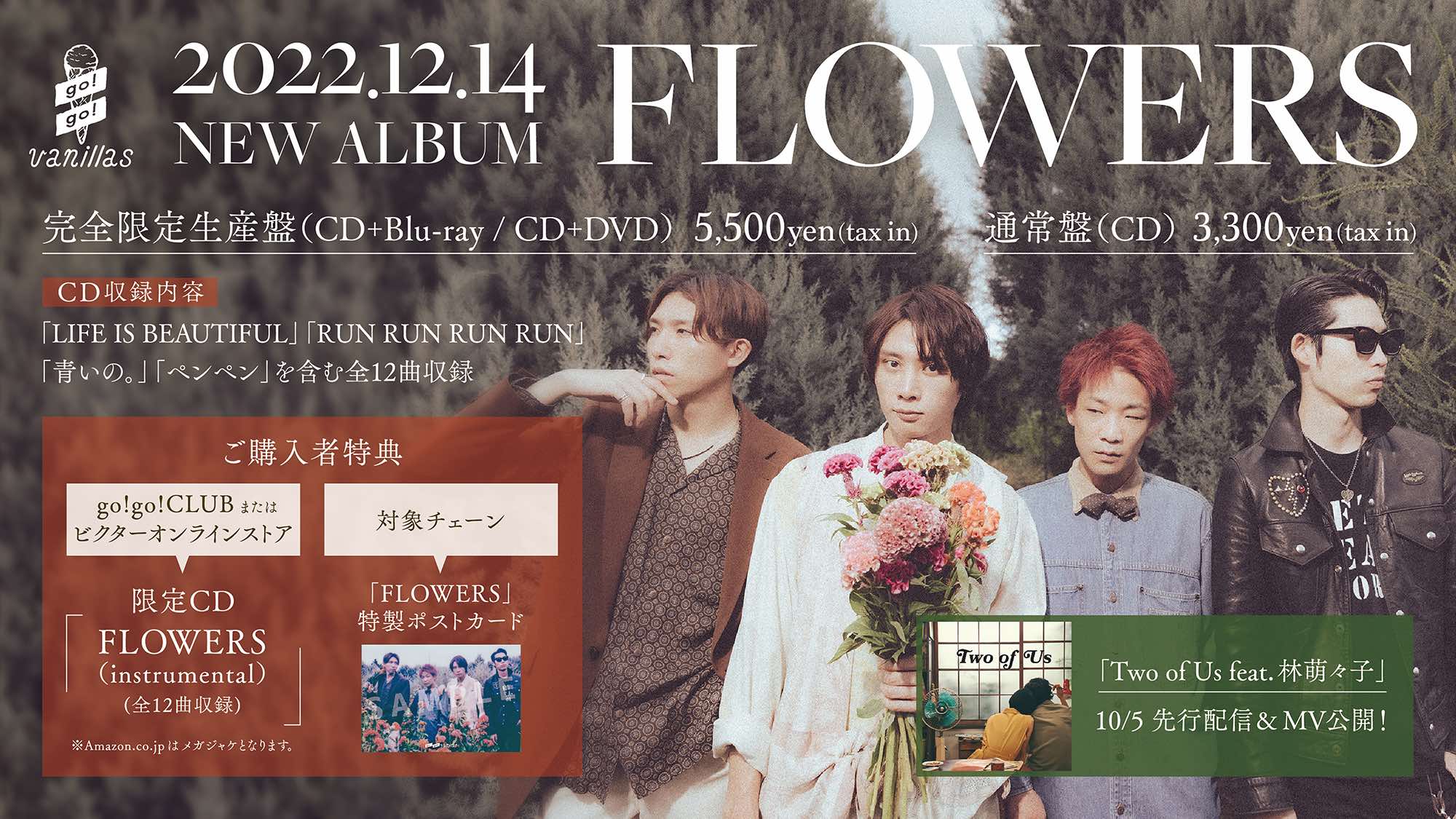 12/14 NEW ALBUM「FLOWERS」リリース決定！！！｜go!go!vanillas